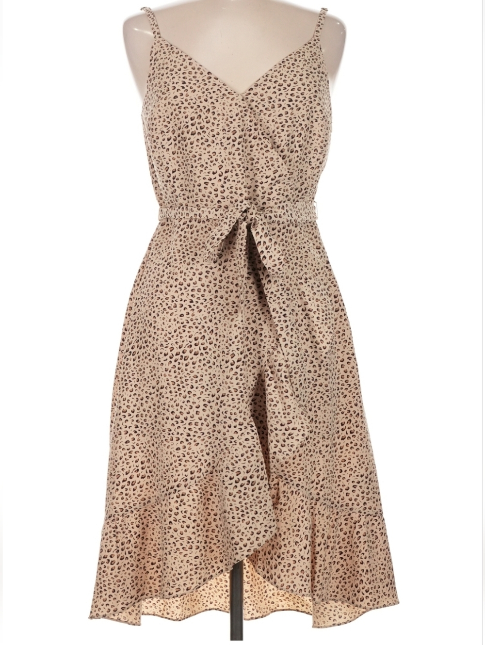 Leopard Print V-Neck Ruffle Hi Low Dress With Ruffles - NWOT